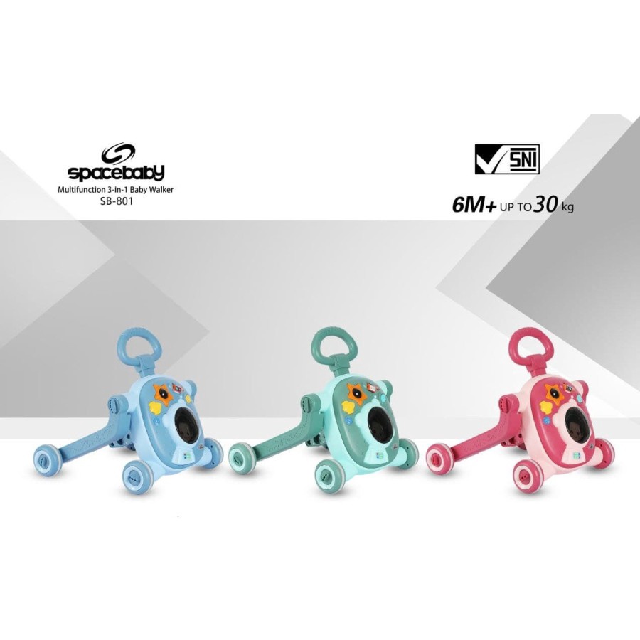 Spacebaby Multifunction 3 in 1 Baby Walker SB801 - Alat Bantu Jalan Bayi