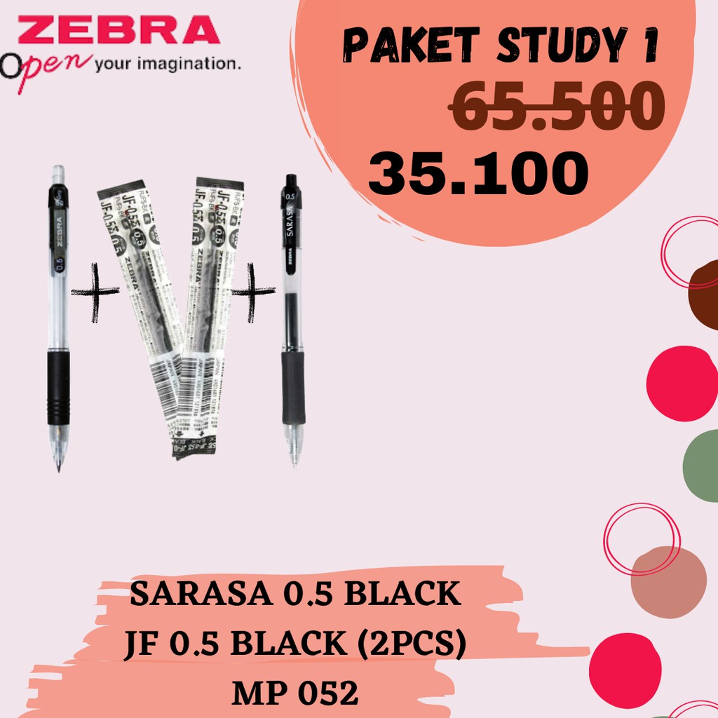 

Asaba Bandung - Zebra Paket Alat Tulis Sarasa Clip 0.5 Free Refill JF Plus Zebra Pensil Mechanic MP 052 Study 1