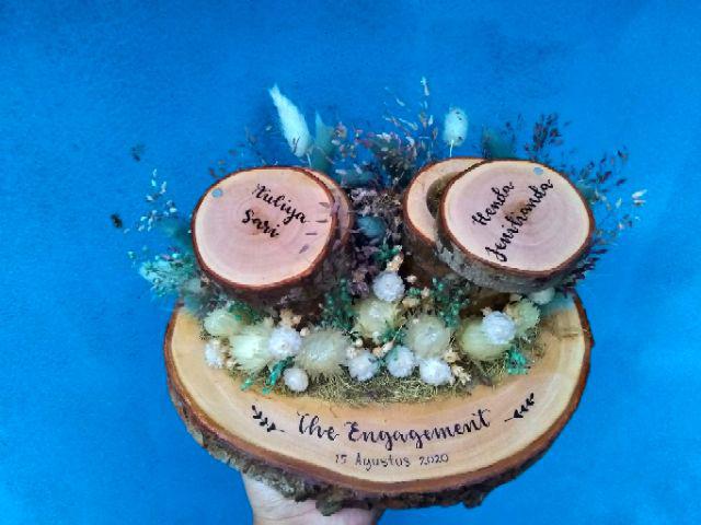 Tempat Perhiasan Mahar Wooden Ringbear Twin Alas Log , Ada 4 Seri Silakan Pilih
