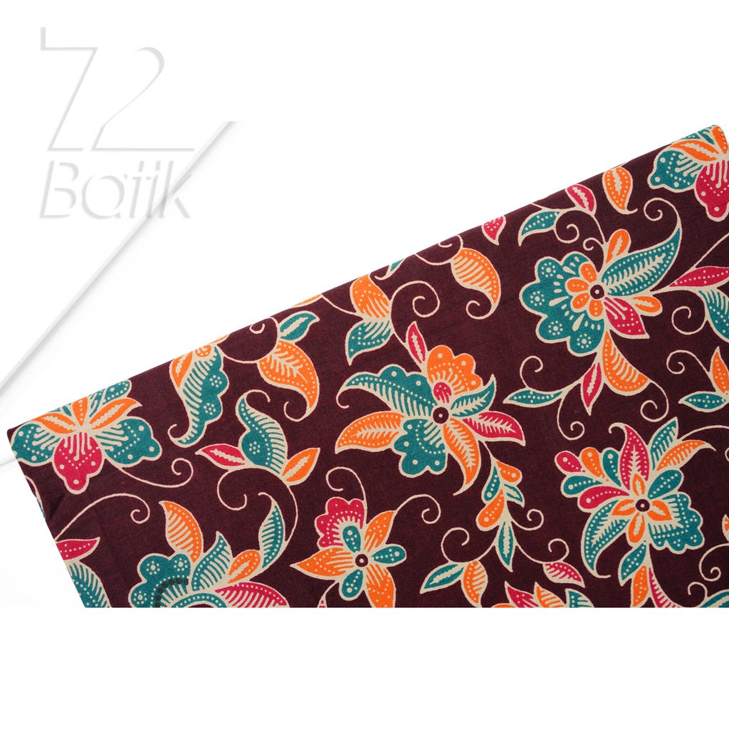 KAIN BATIK PREMIUM Bahan Katun Motif Kembang Clown Warna Coklat Tua 721950 Cap 72 Jarik Jarit Samping Kebat Panjang Batik Katun Modern Premium Bahan Seragam Batik Pernikahan Kantor Keluarga Murah Kamen Jadi Batik Bali Lembaran