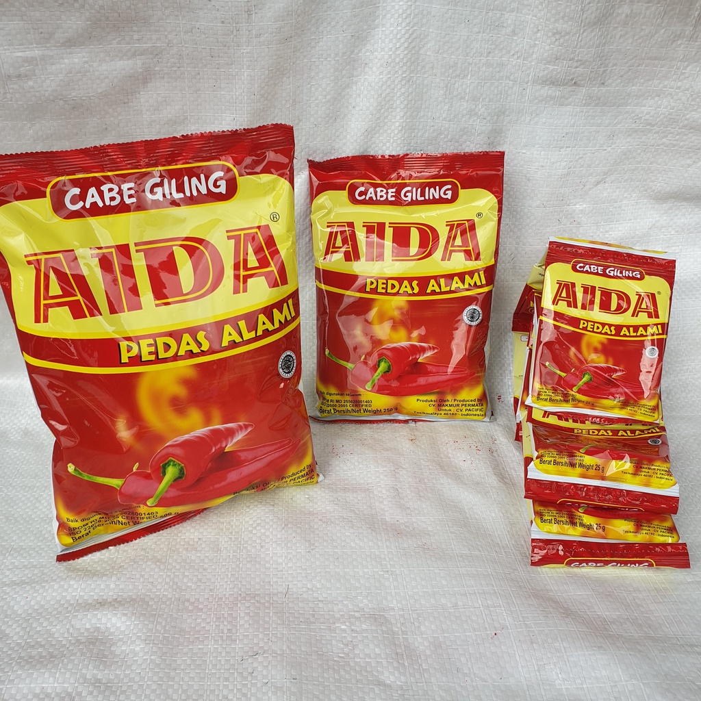 [renceng 10 pack] Cabe Giling AIDA Asli Pedas Alami Renceng 10 x 25g - AIDAKCL