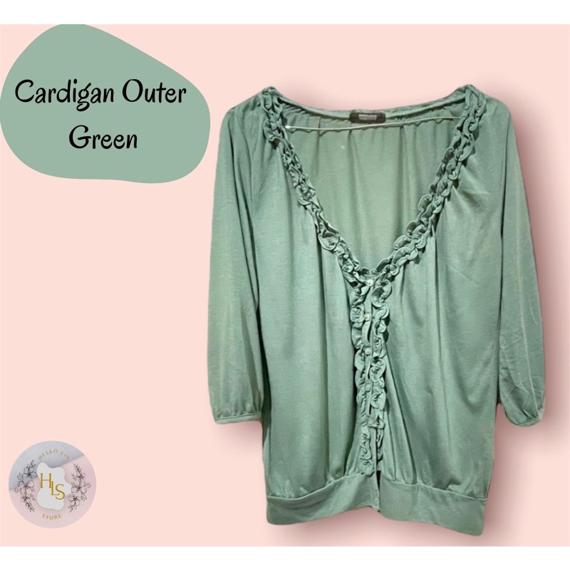 CARDIGAN OUTER HIJAU LENGAN PANJANG