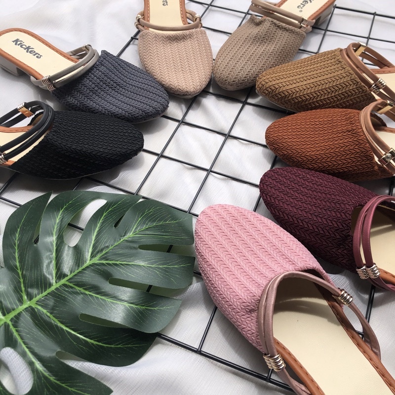 SLOP MULES GEMPI 8 WANITA terlaris kece trandy sendal wanita populer kece termurah Sepatu rajut mules wanita rajut import glamour / sandal hak 3cm rajut import model Sania original sol karet trendy tidak licin nyaman