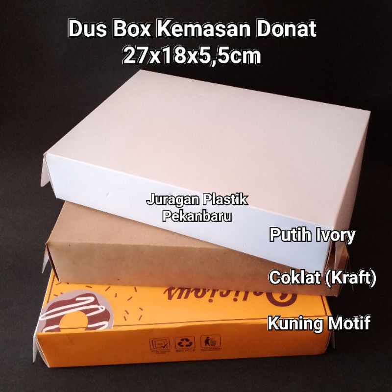 

Box Kemasan Donat untuk isi 6 pcs Donat ( 1/2 lusin ) 27x18,5x5,5cm | Dus Donut Kotak Kue Snack Motif Putih Ivory Coklat Kraft 27x18