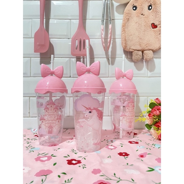 Tumbler Tempat minum anak unik nanas strawberry dan unicorn-Unicorn