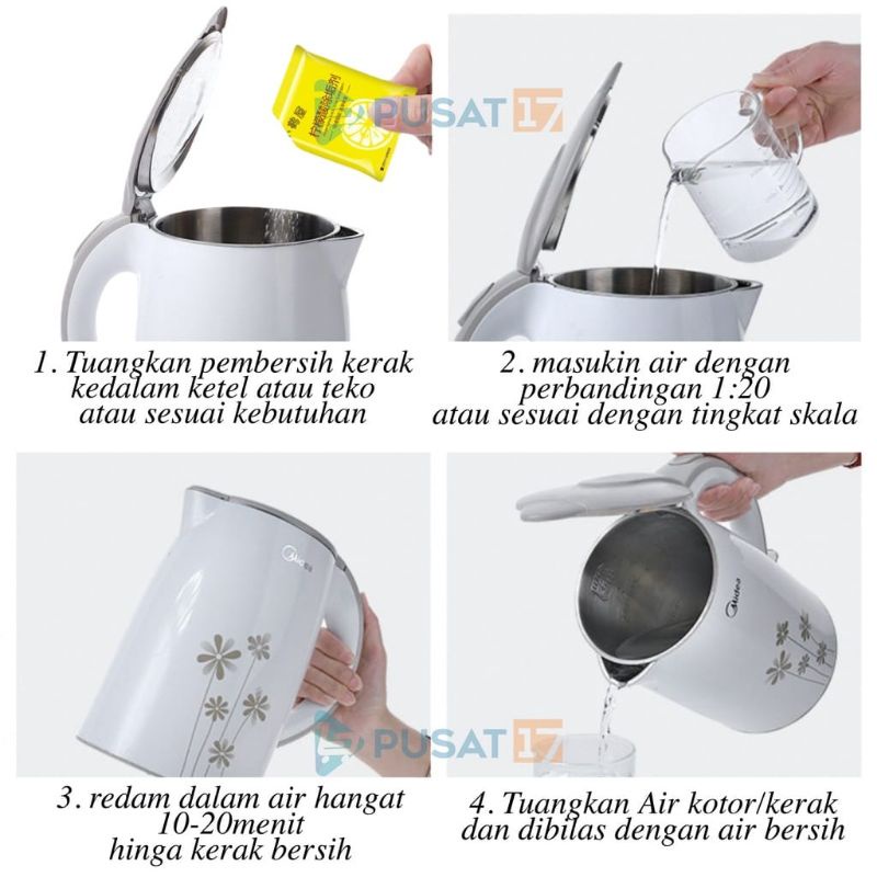 PEMBERSIH KETTLE ELECTRIC THERMOS PENCUCI PEMBERSIH KERAK KETEL PANCI | Stainless Stenles Cleaning Pemanas Air Panas