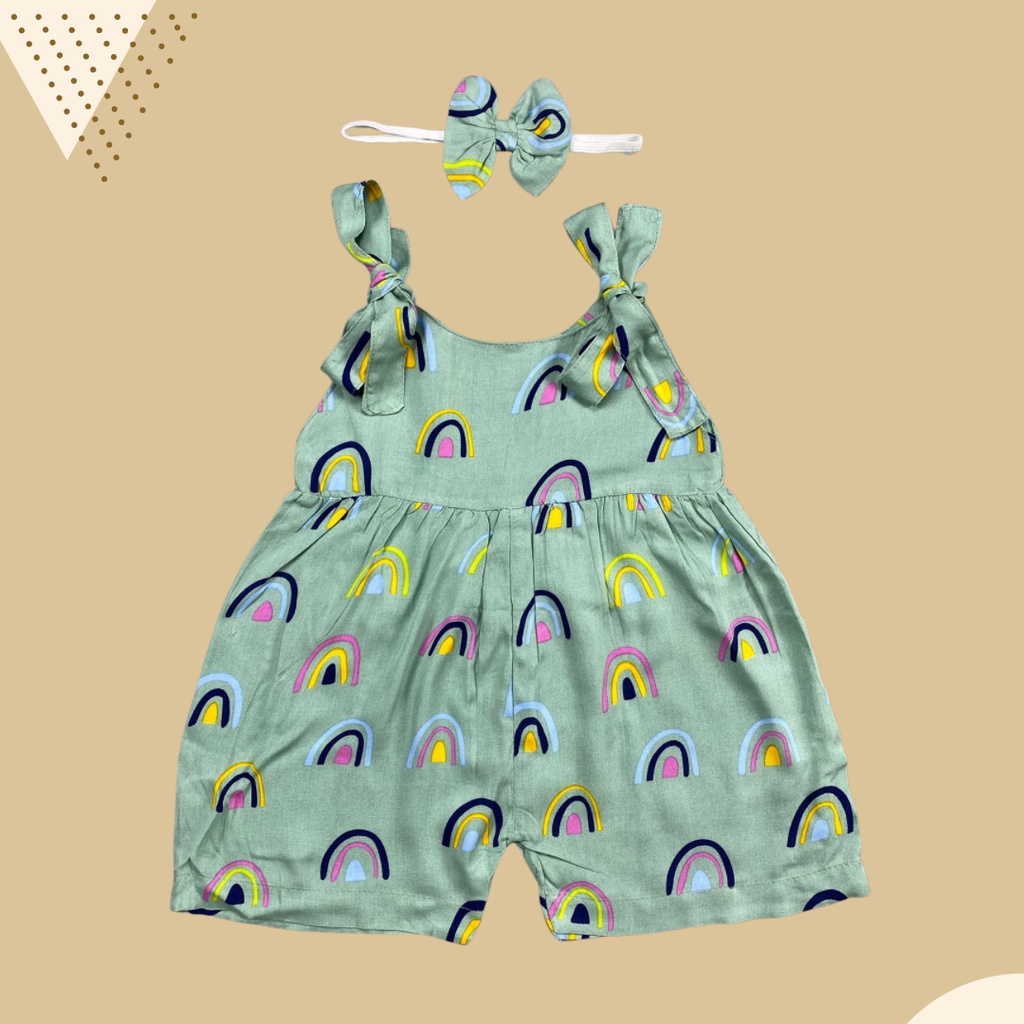 6-18 BLN JUMPSUIT BAYI TALI CHIKA BAJU BAYI PREREMPUAN FREE HEADBAND by BAJUANAKKANAYA-sage pelangi