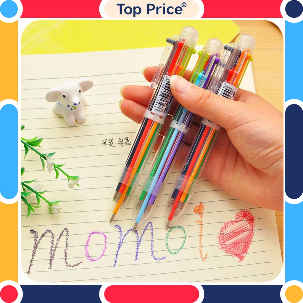 TOP Price Pulpen 6 Color in 1 Ballpoint Pen Office Pena 6 Warna Sekaligus Berwarna U09