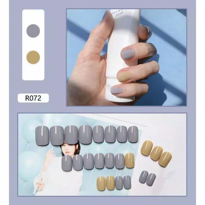 {R061-R079} Kuku palsu fake nail art kode R [isi 24pcs + lem + box] kuku palsu R-Fake nail art R