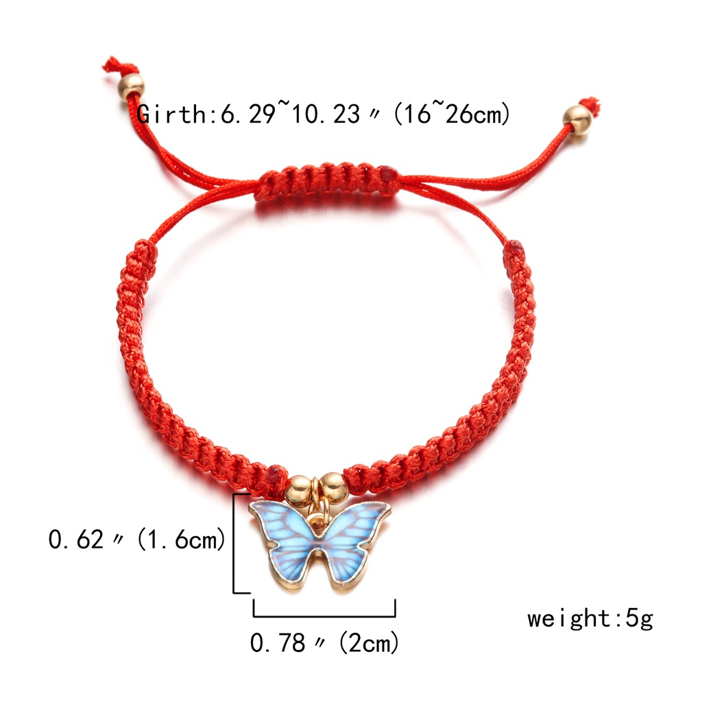 Hand-woven Red Rope Butterfly Adjustable Man and Woman Lucky Bracelets for Couples Braid Jewelry