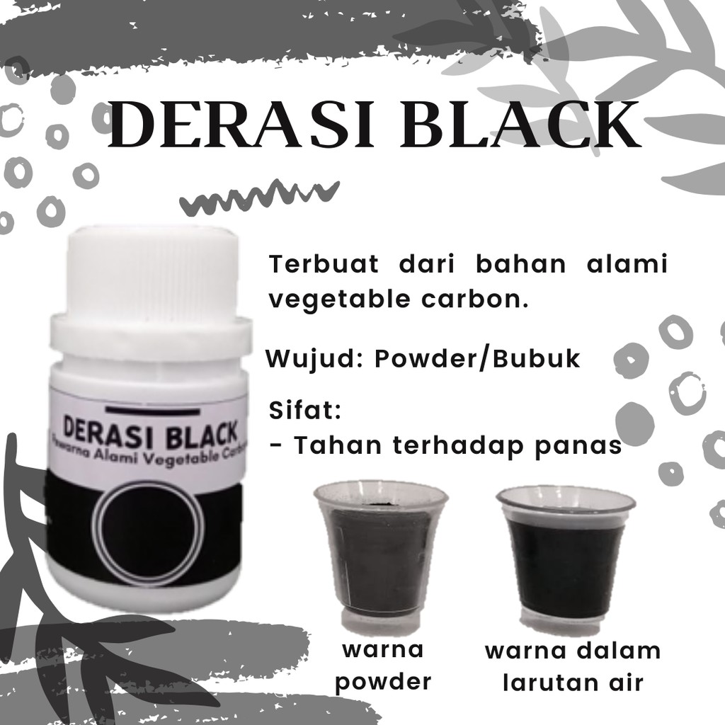 Derasi Black - Pewarna Makanan Alami | Karbon Tanaman (Vegetable Carbon) | Hitam