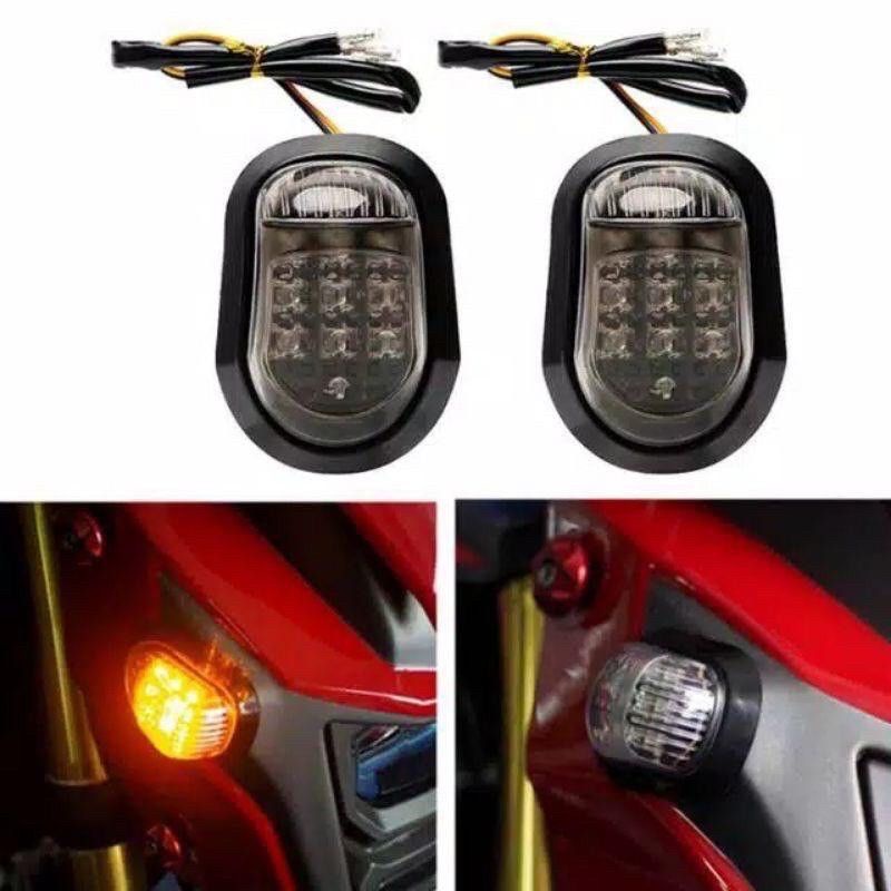 Sen LED tempel oval HIQUAL  r15 v3/cbr150r/gsx150/r25/r15 v2/ninja150rr/ninja250 karbu