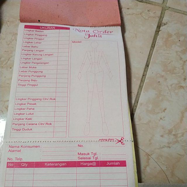 Nota Order Jahit Atau Nota Untuk Penjahit