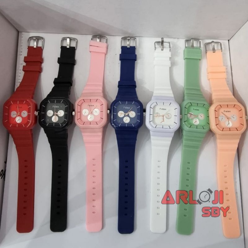 JAM TANGAN WANITA CEWEK FASHION FELEX CHRONO VARIASI JAM MURAH GROSIR