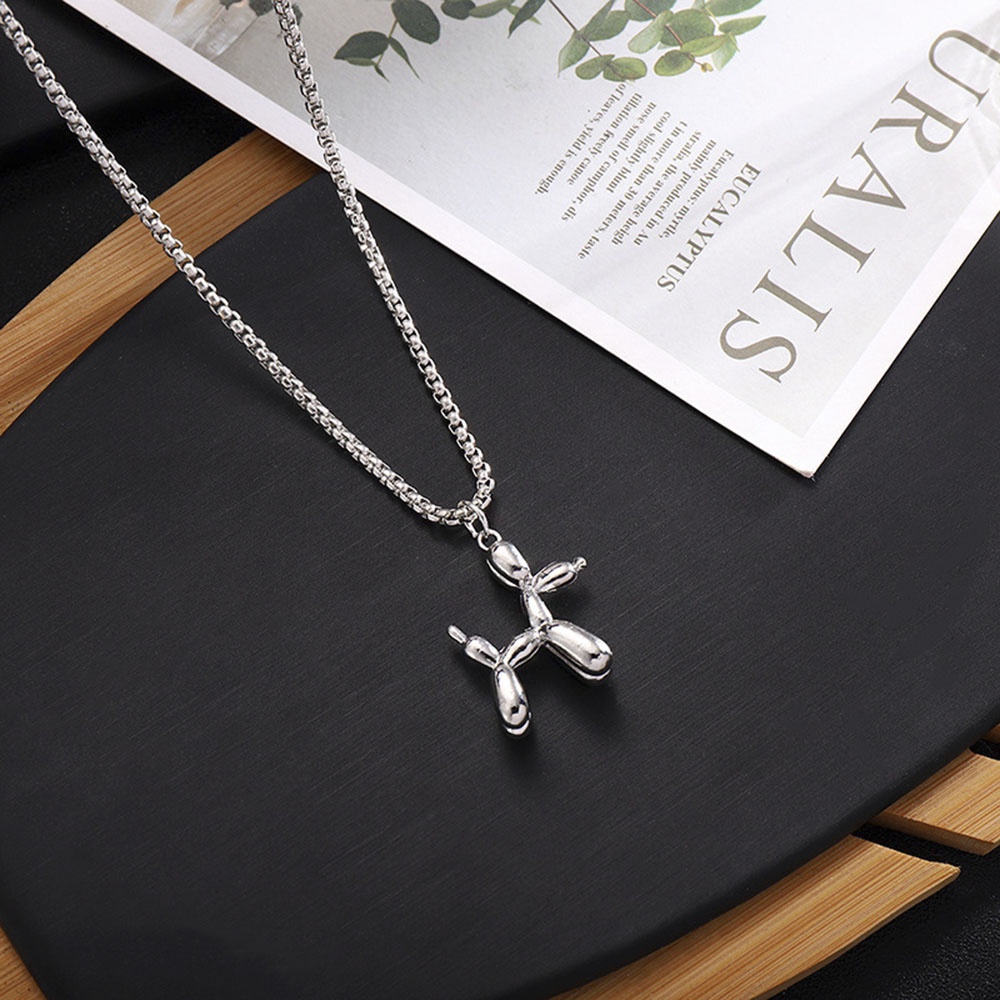 【COD Tangding】Simple Personality Dog Necklace Cute Balloon Stereo Dog Animal Pendant Necklace