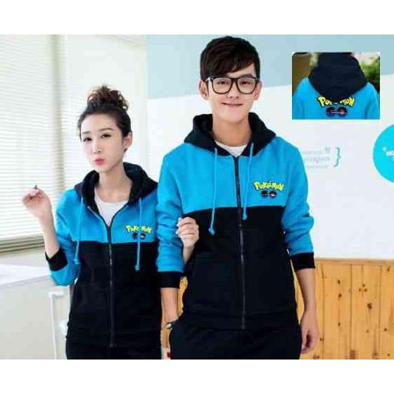EDISI TERBARU JAKET COUPLE / JACKET COUPLE / JAKET PASANGAN MURAH POKEMON BIRU