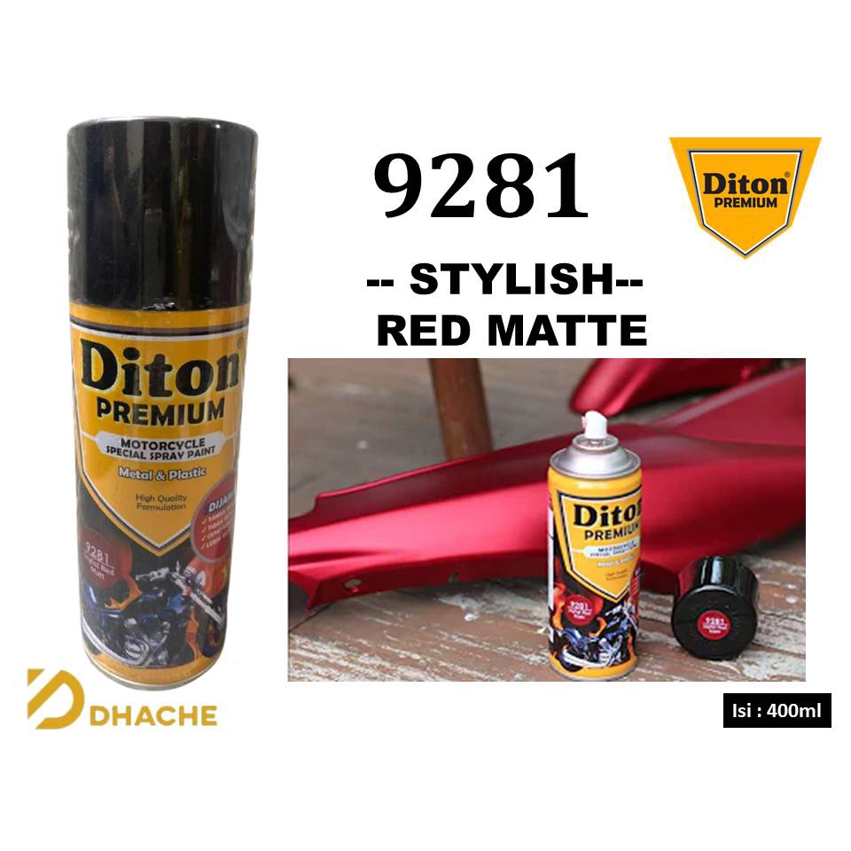 Cat Pilox Diton Premium Stylist Red Matt 9281 400cc matte merah doff