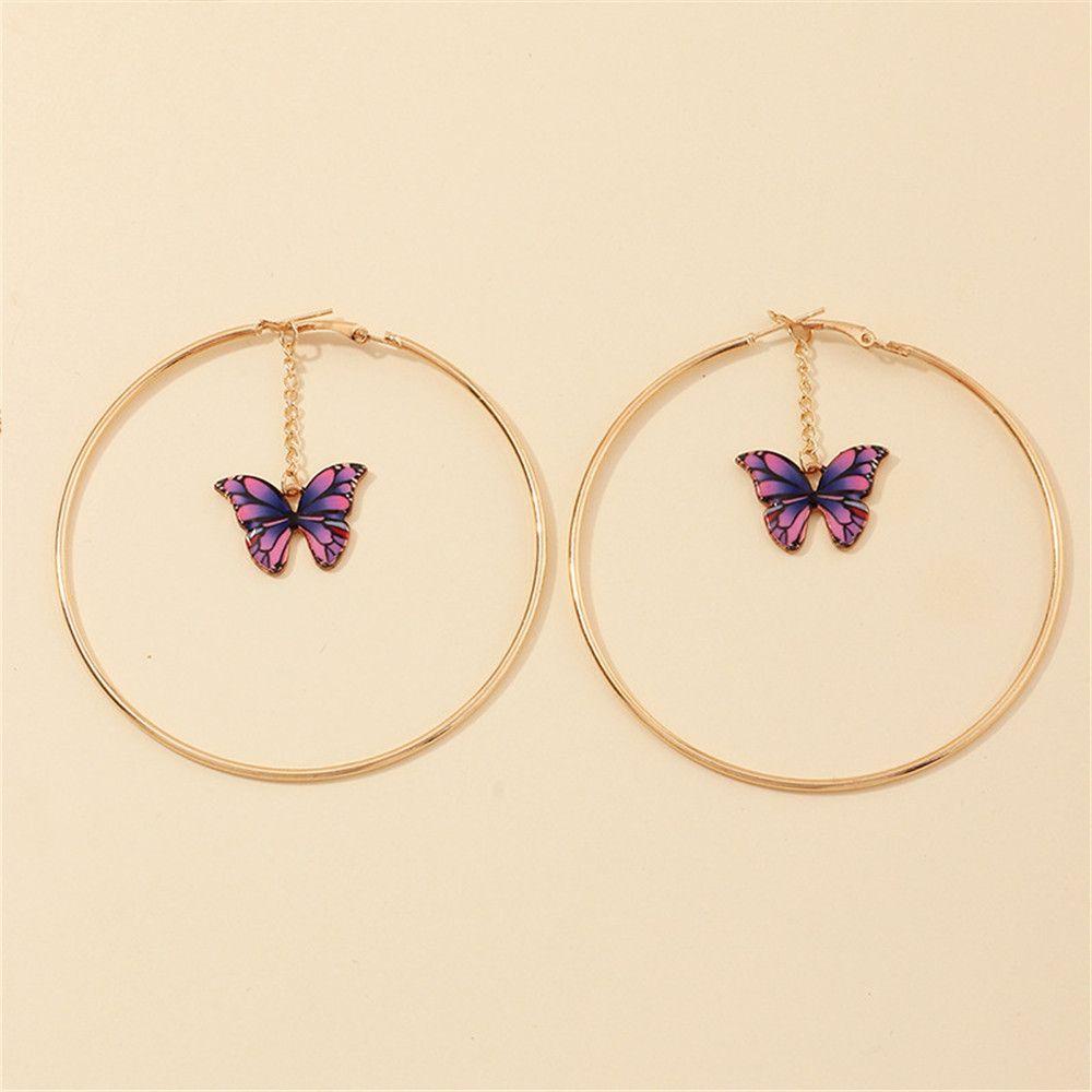 Lily Hoop Earrings Hadiah Perhiasan Fashion Anting Kupu-Kupu