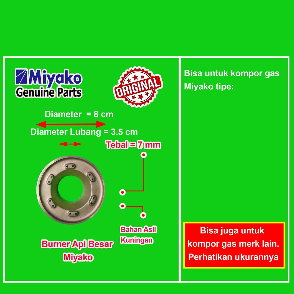 Burner Kompor Gas Rinnai Kecil Besar Tebal Tornado Turbo Api Lilin Original Burner Rinnai Kuningan Kepala Tungku Kompor Gas Rinnai RI 511E 512E 514E 522E 522ET 522C 522CE 602E 603E 511A 514A 522A 522AT 602A 602AG 712A 511T 712T 712TG 712BGX 602BGX 712BX