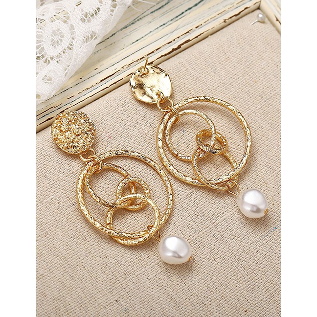 LRC Antintg Tusuk Fashion Gold Alloy Size Circle Earrings F76957