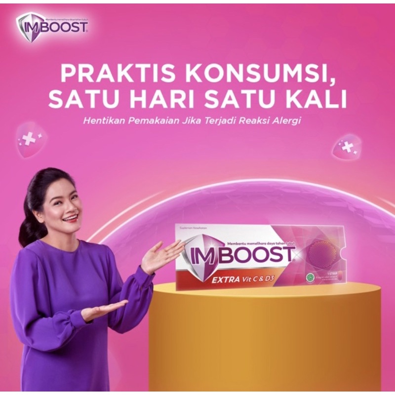 Imboost extra vit C vit D strip 8 tablet ( menjaga daya tahan tubuh )