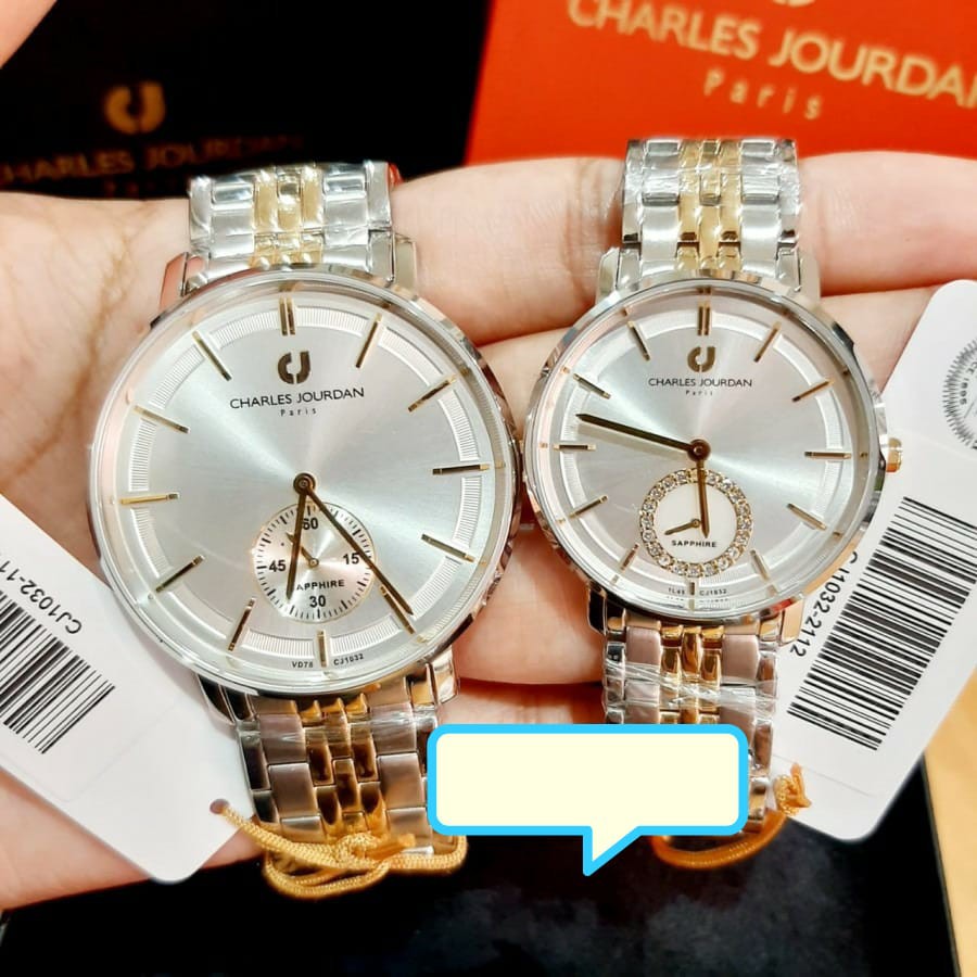JAM TANGAN COUPLE CHARLES JOURDAN CJ1032-1112 & CJ1032-2112 KOMBINASI ORIGINAL