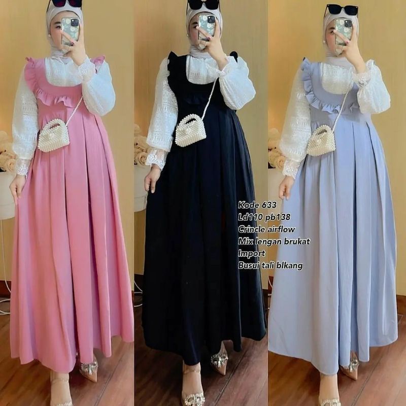 [Fashion Muslim] Gamis ANGGUN dan GEMPITA Maxy dress mix brokat busui terbaru kekinian terlaris