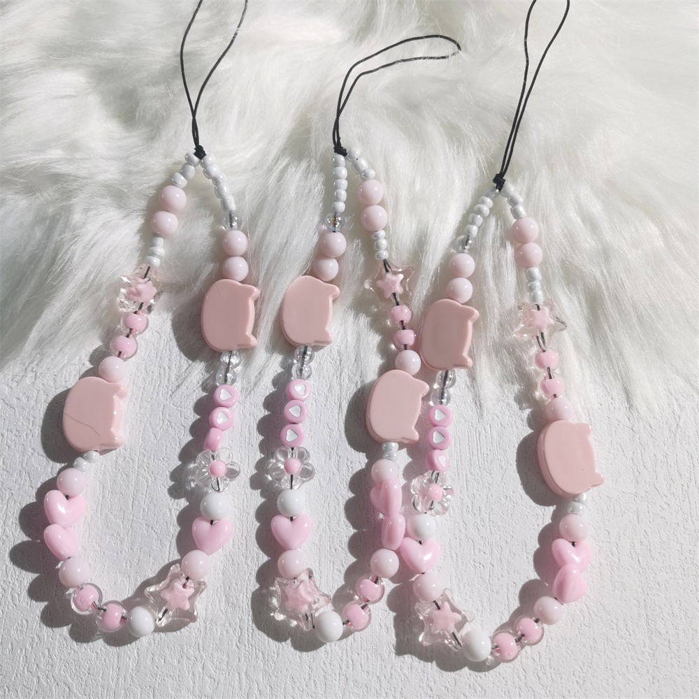 Tali Lanyard Manik-Manik Mutiara Akrilik Anti Hilang Warna-Warni Untuk Case Hp