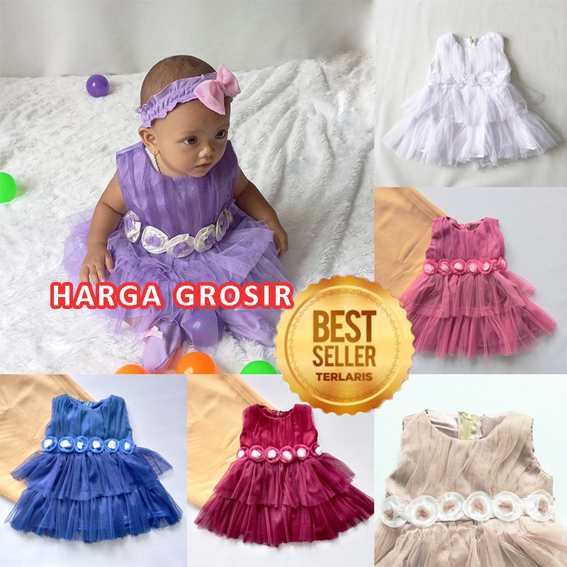 GROSIR Baju Bayi Perempuan Gaun Balita Dress Bayi 6 12 bulan Princess Ulang Tahun Pesta Brukat Promo KA108