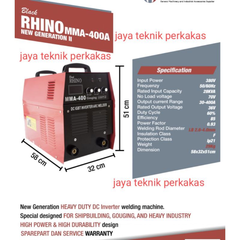 Mesin las mma 400 Rhino - Rhino mma 400 380v