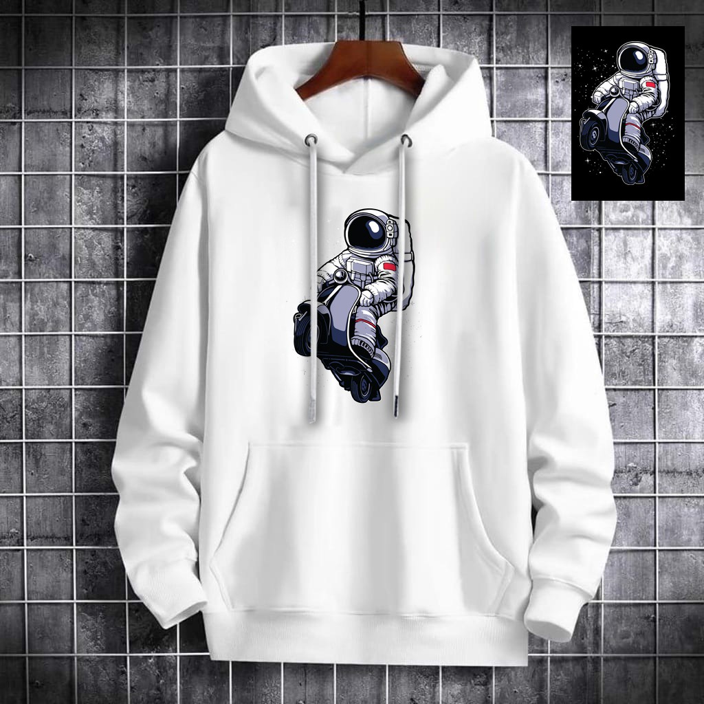 INDOSAN-SWEATER HOODIE VESPA ASTRO-HOODIE DISTRO BAHAN FLEECE MOTIF GAMBAR DTF PRINTING KEREN-REAL PICT-BISA COD