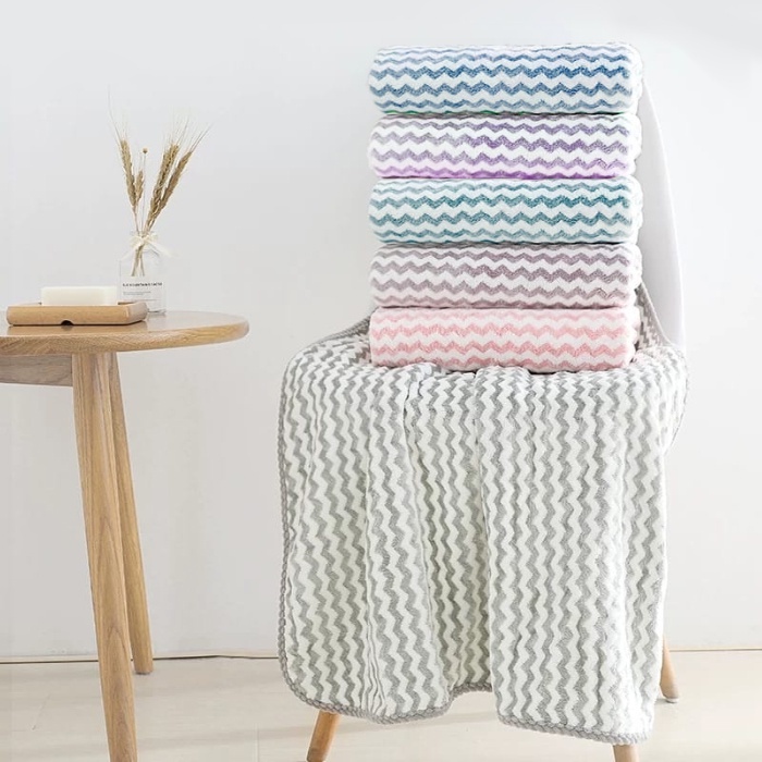 Microfiber Super Lembut / Handuk polkadot  zigzag polkadot wajik love ukuran dewasa 70 x 140cm