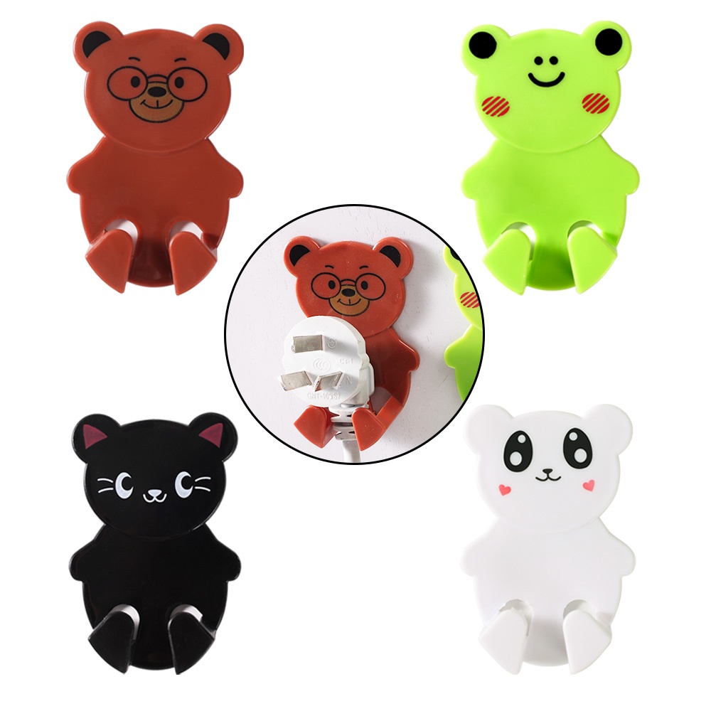 1Pc Cartoon Animal Plastic Power Plug Bracket / Wall Mounted Socket Plug Plastic Hanger