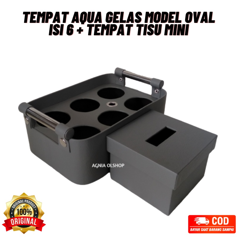 Tempat Aqua Gelas Isi 6 Cup Model Oval + Tempat Tisu Mini