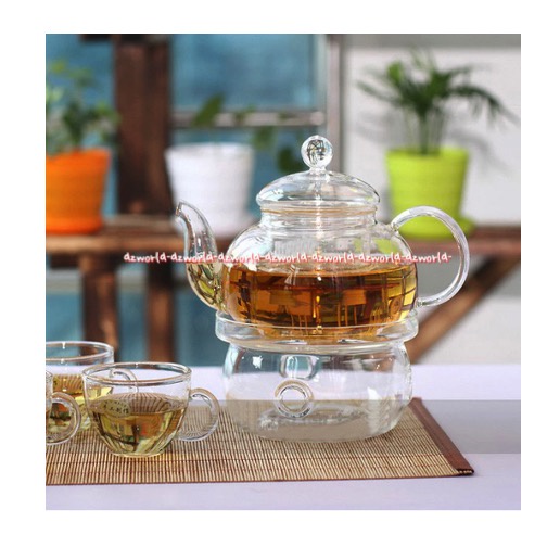 Delicia Tea Warmer Borosilicate Penghangat Teh Menggunakan Lilin Tahan Panas Bahan Kaca Bening Transparan Warm Transparant