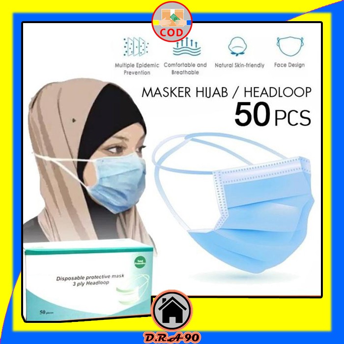 Masker Hijab / Masker Hijab 3ply / Masker Headloop / Masker Headloop 3ply / Masker 3ply Hijab