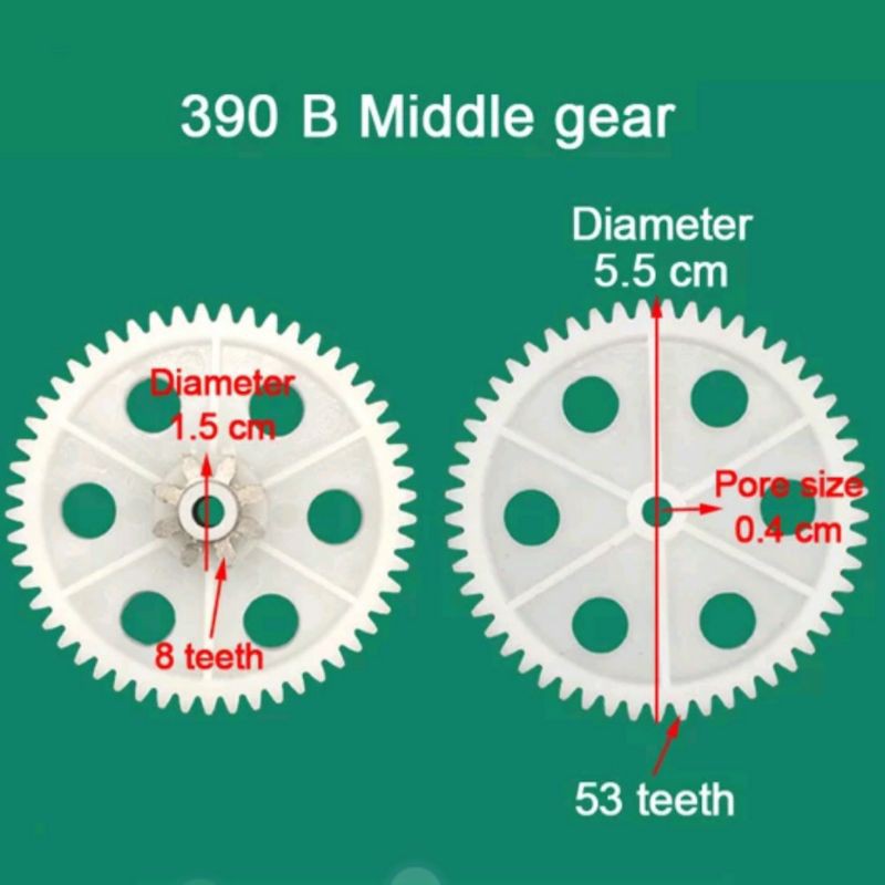 Gear Satuan Gearbox 390 Type Middle Gear Kembang 5  Pliko / Gearbox /Gearbok Mobil Motor Mainan Aki