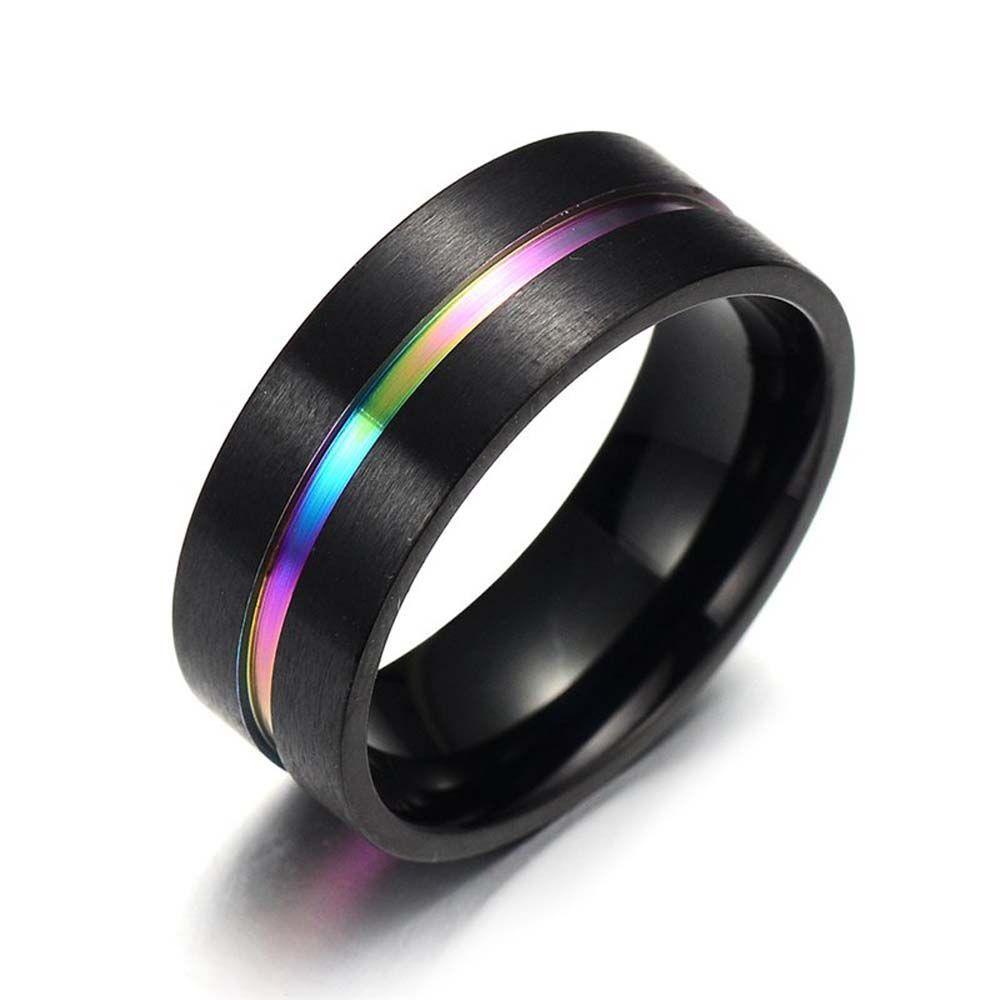 Cincin Warna-Warni Bahan Titanium Ukuran 8mm Untuk Pria Dan Wanita