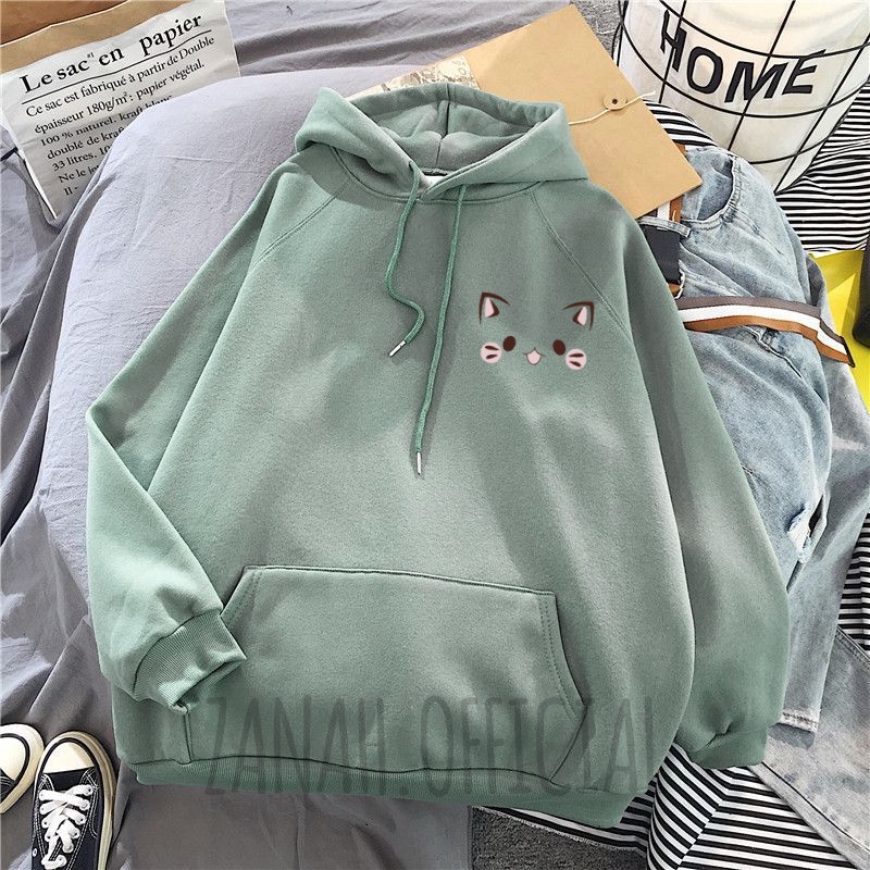 Hoodie Cewek Simpel Cat Bahan Banaya Korean Style Terbaru-3
