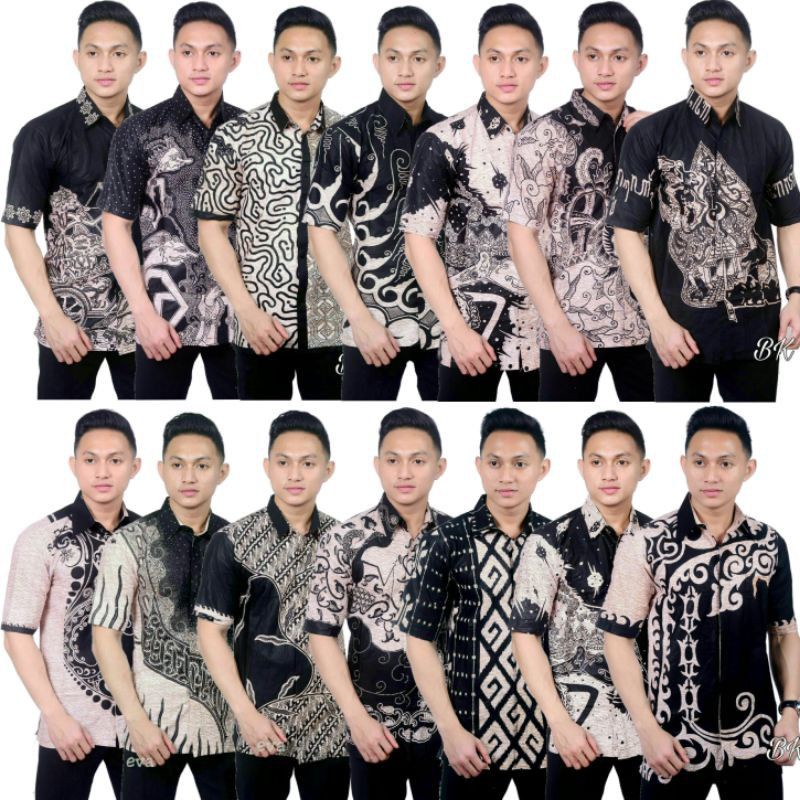 grosir kemeja pria batik lengan pendek motif arjuna m l xl