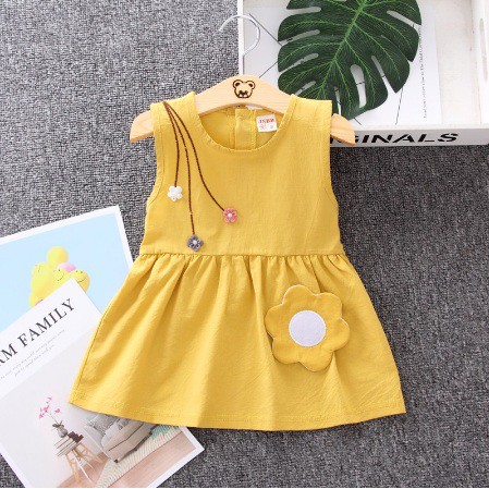 Gaun anak perempuan import gaya kasual style dress bayi cewek polos cotton