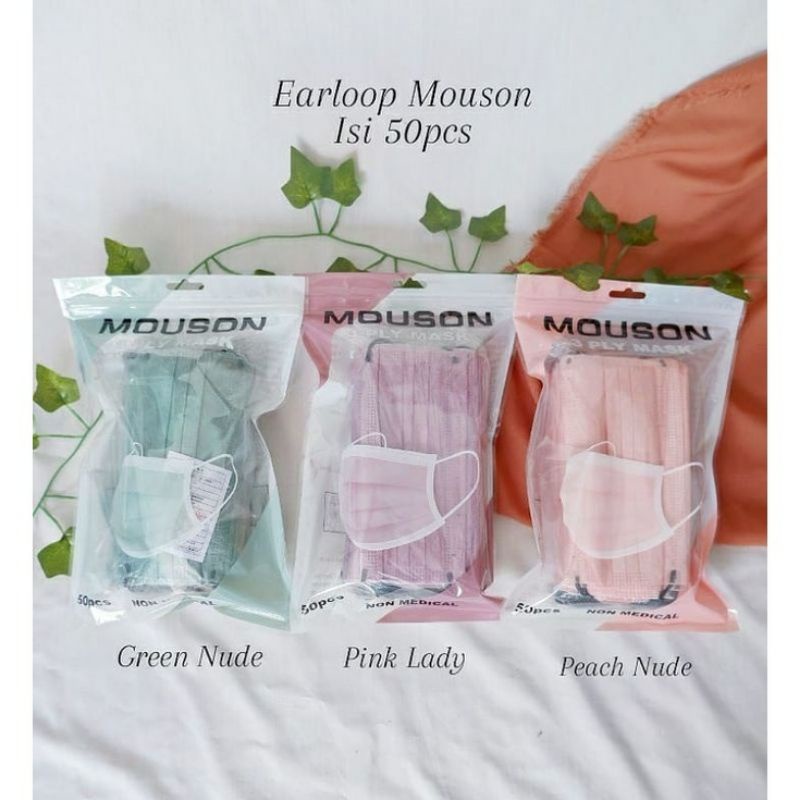 Masker Disposible Earloop 3ply Mouson Tebal Embos MOUSON