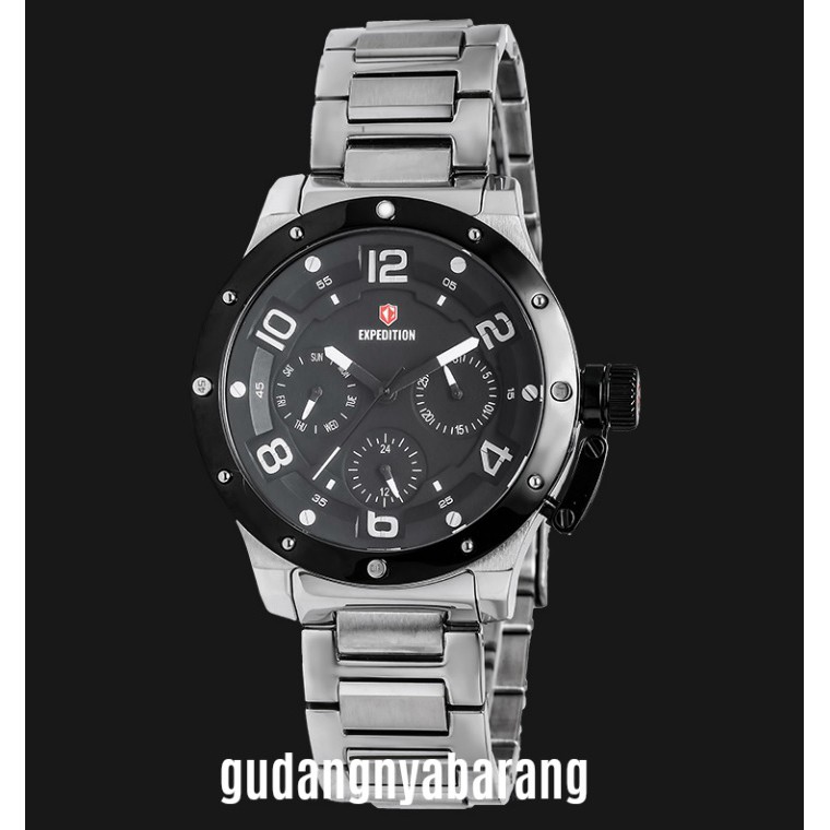 JAM TANGAN WANITA - CEWEK - WOMAN EXPEDITION 6381 SILVER BLACK HITAM STAINLESS ORIGINAL CANTIK