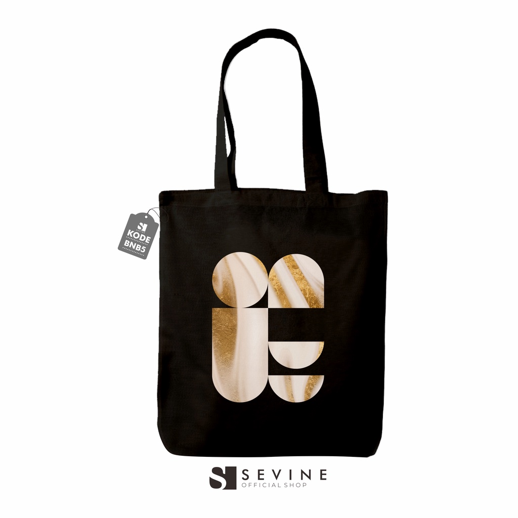 Sevine Totebag Tas Wanita Tote Bag Resleting Motif Nordic Black Series Hitam - BNB