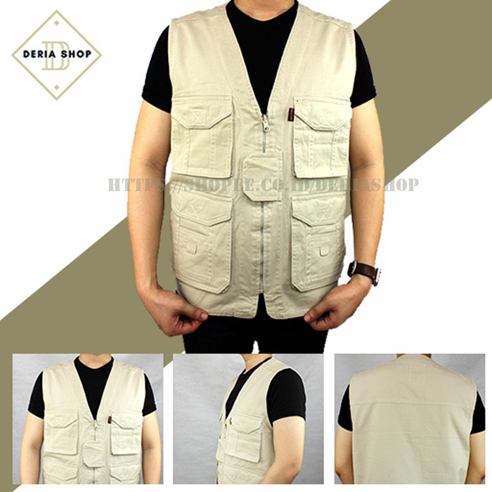 Rompi Pria Safety Casual Bahan Katun Kanvas Polos Anti Angin Dewasa Anak Jaket Motor Tactical Outdoo