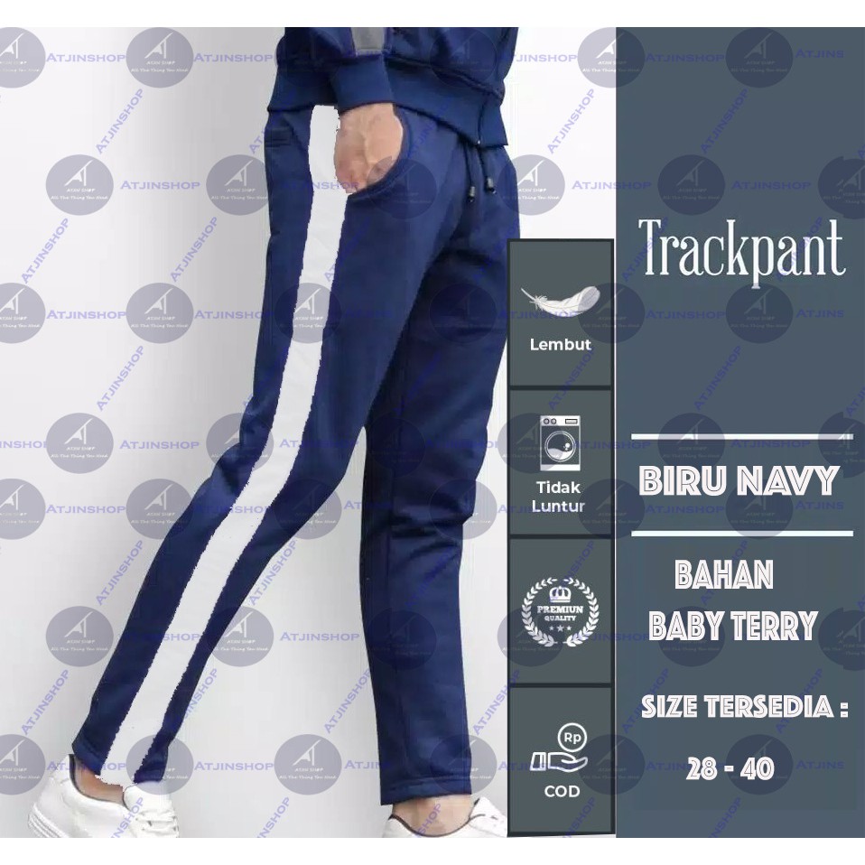 Atjin-Celana Training Trackpants Olahraga Panjang Pria Bahan Baby Terry Lembut