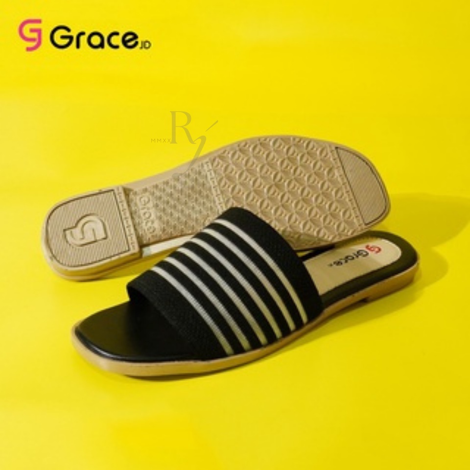 GRACE [CBR SLOP] Sandal Selop Wanita Kokop Strap Garis/ Korean Women Slippers / Sandal Rajut Selop