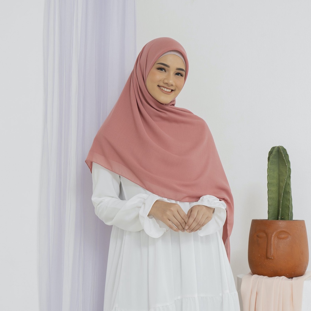 Lozy Hijab - [Defect] Mima Square Syari ( Hijab Segiempat Voal )-Old Tan