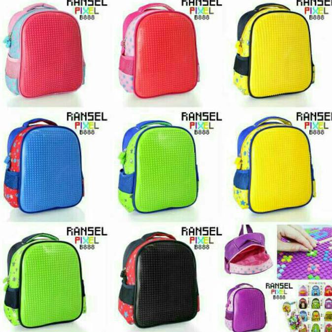 Best Tas Lego Tas Sekolah Bermain Berkreasi Tk Ransel Anak Import Pixel - Hitam Trendy