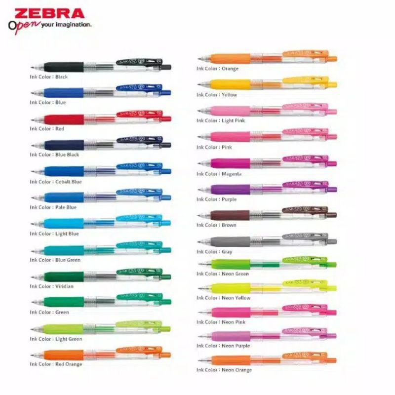 

[ preloved ] zebra sarasa clip 0,5 pulpen / sarasa milky / neon / zebra kokoro